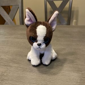 TY PORTIA Boston Terrier Puppy Dog 6” Stuffed Animal Toy VelveTy